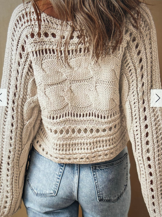 Hollow knit cropped sweater